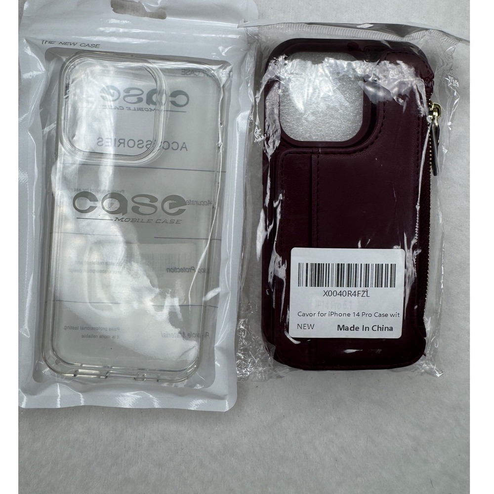 iPhone 14 Pro Case Clear & Burgundy Wallet Cases Lot NEW